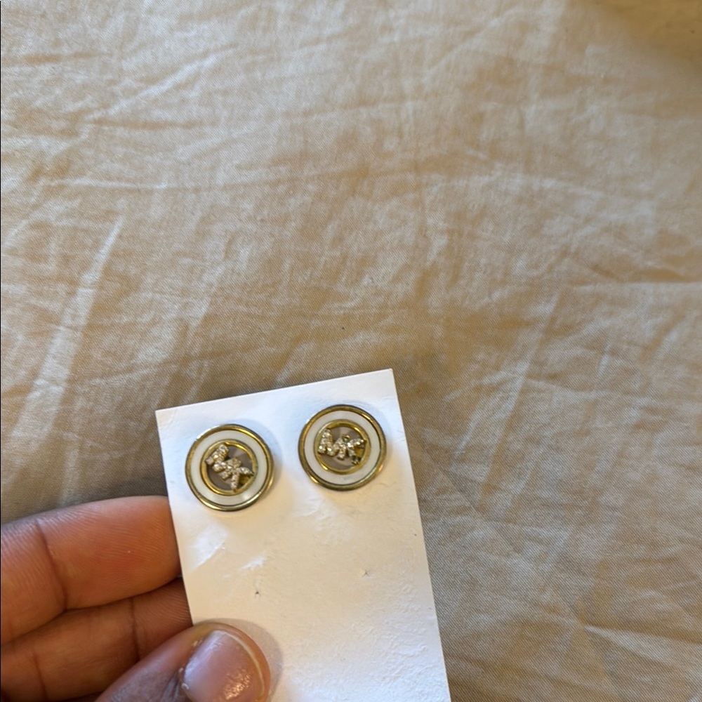 Michael Kors mother of pearl Gold stud Earrings